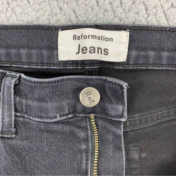 Reformation Women's Faded Black Destroyed High Rise & Skinny Jeans  |  Size: 29 - Picture 11 of 15